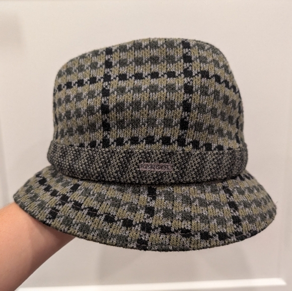 KANGOL Green and Black Checkered Tweed Bucket Hat - Picture 2 of 11